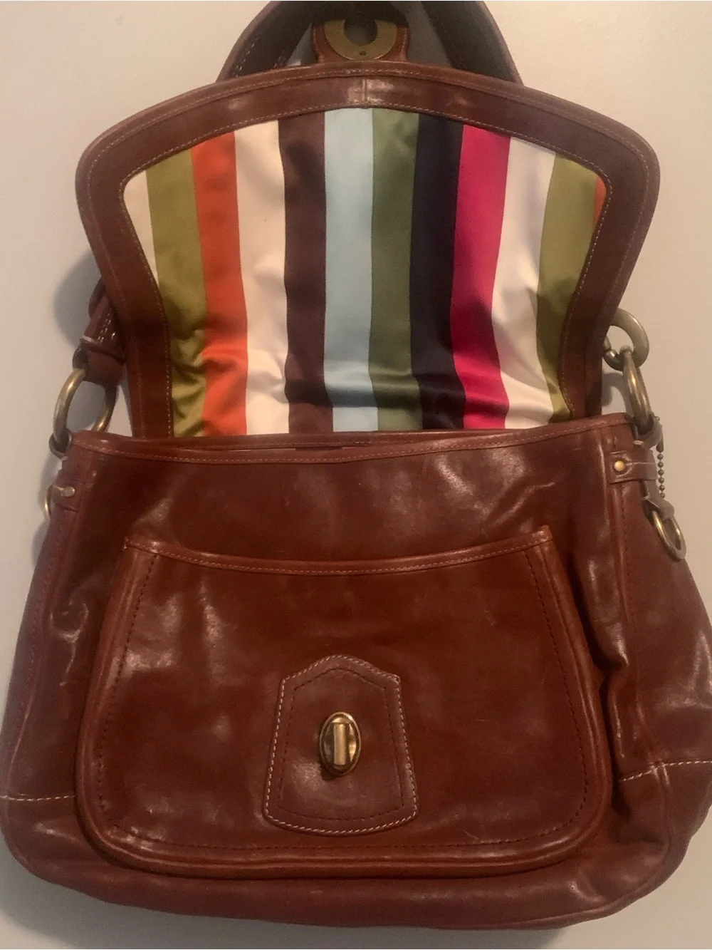 RARE Coach Legscy Ali Brown Leather Turnlock Shoulder Bag - Picture 3 of 9